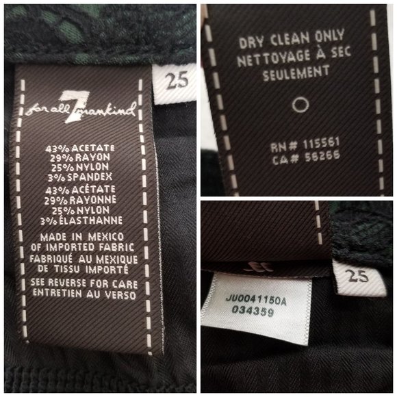 7 Mankind Lace Denim Jean Stretch Skinny Pant Bottom 25 Black Green Gothic Punk - Picture 3 of 8